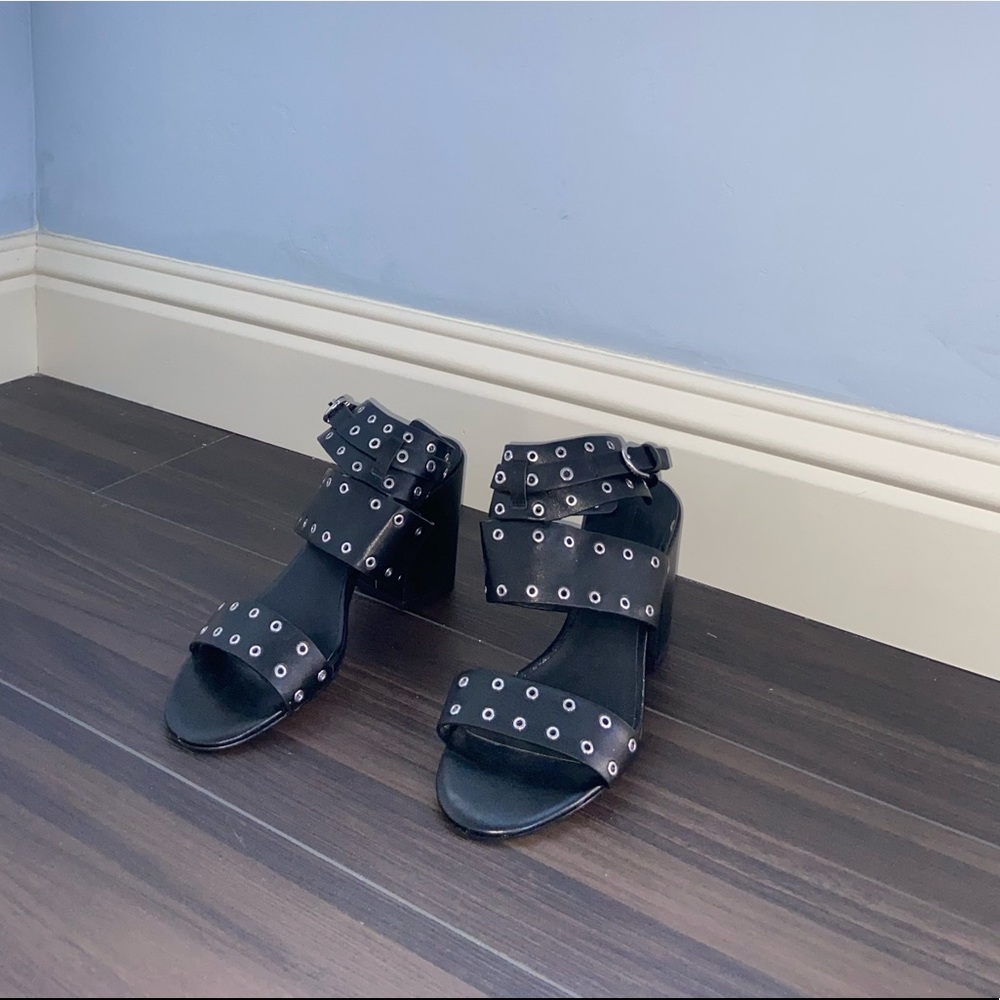 Rebecca Minkoff Black Carter Grommet Sandals